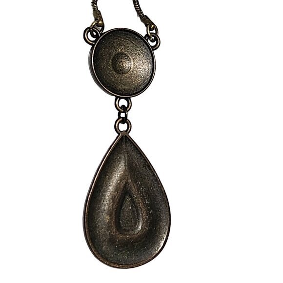 Southwest Turquoise Double Pendant Necklace Gold Tone Statement Fashion Jewelry - Picture 4 of 7